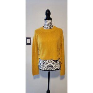 English Factory Women's Top Sz S Cropped Knit Sweater With  Laces On The Sides